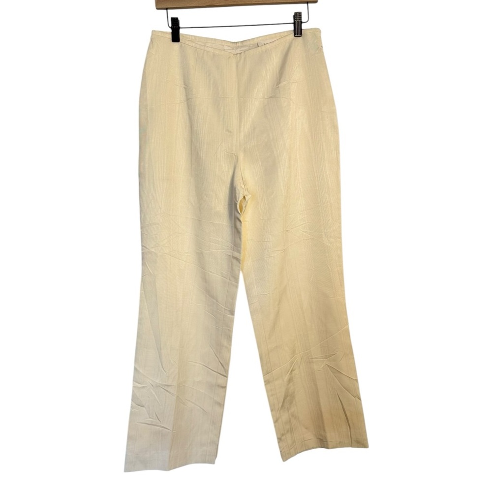 Escada Ivory Satin Cotton Blend Lined Wide Leg Pants Size 40 - Medium
